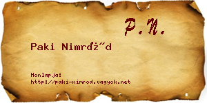 Paki Nimród névjegykártya